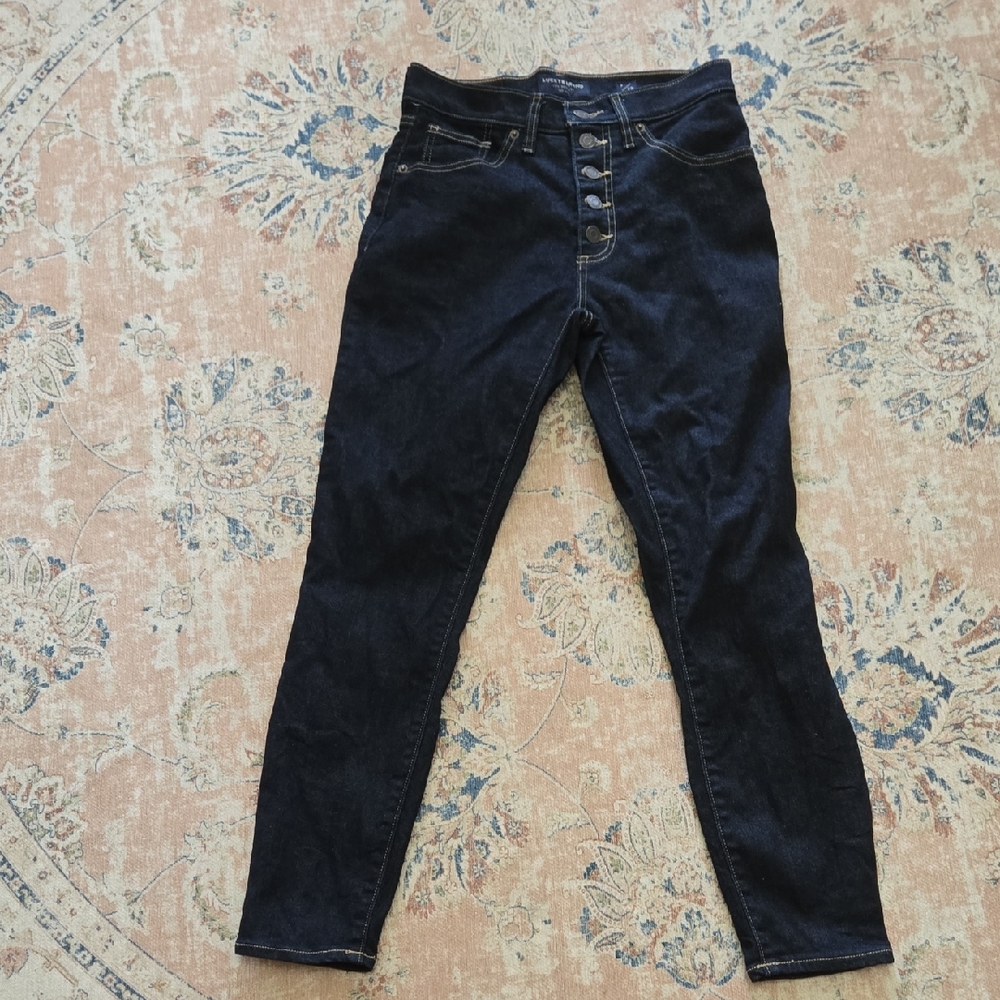 Lucky Brand Bridgette Dark Wash High Rise Skinny Jeans Button Fly 5 Pocket 6 EUC